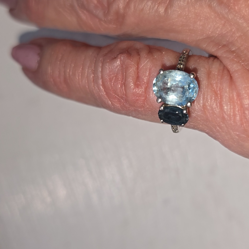 A SWISS & LONDON BLUE TOPAZ Together in 1 Ring!!  (Kay Jewelers)